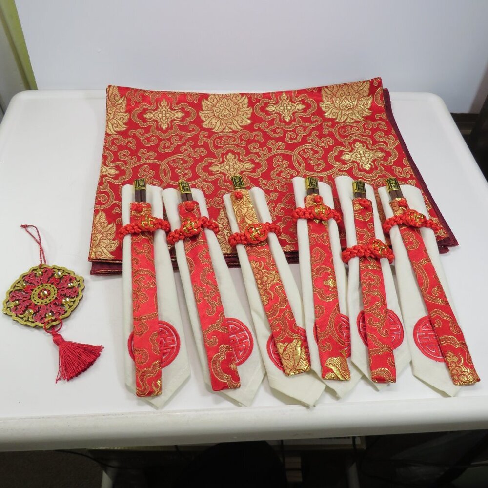 Asian Red & Gold (6) Table Setting Set